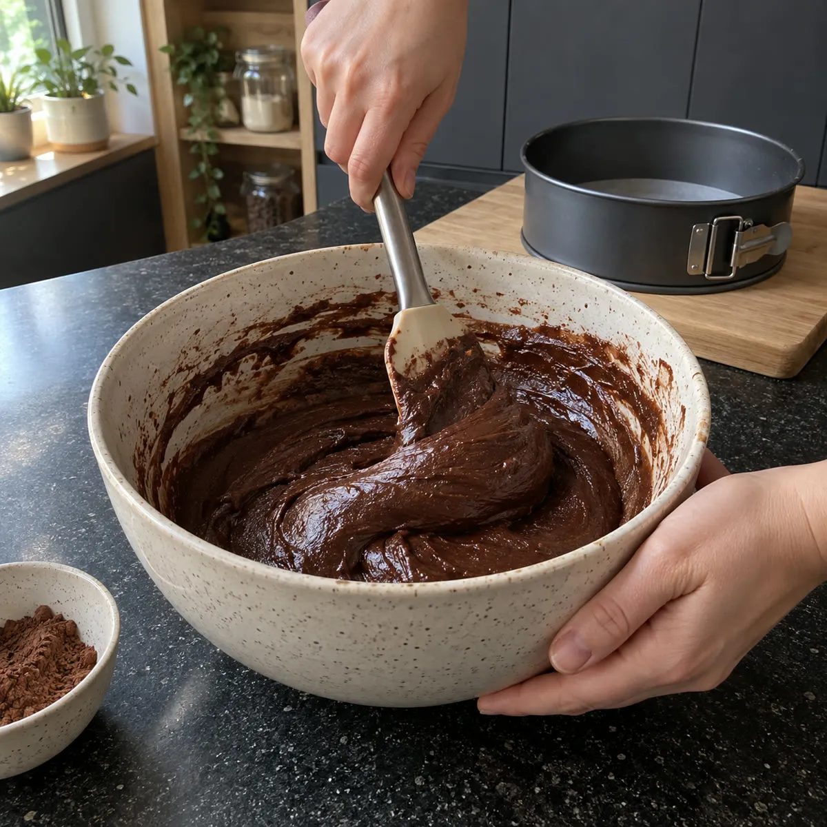 Heat the oven and line the tin