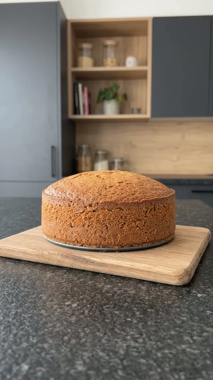 Hands lifting the springform ring away from the carrot cake